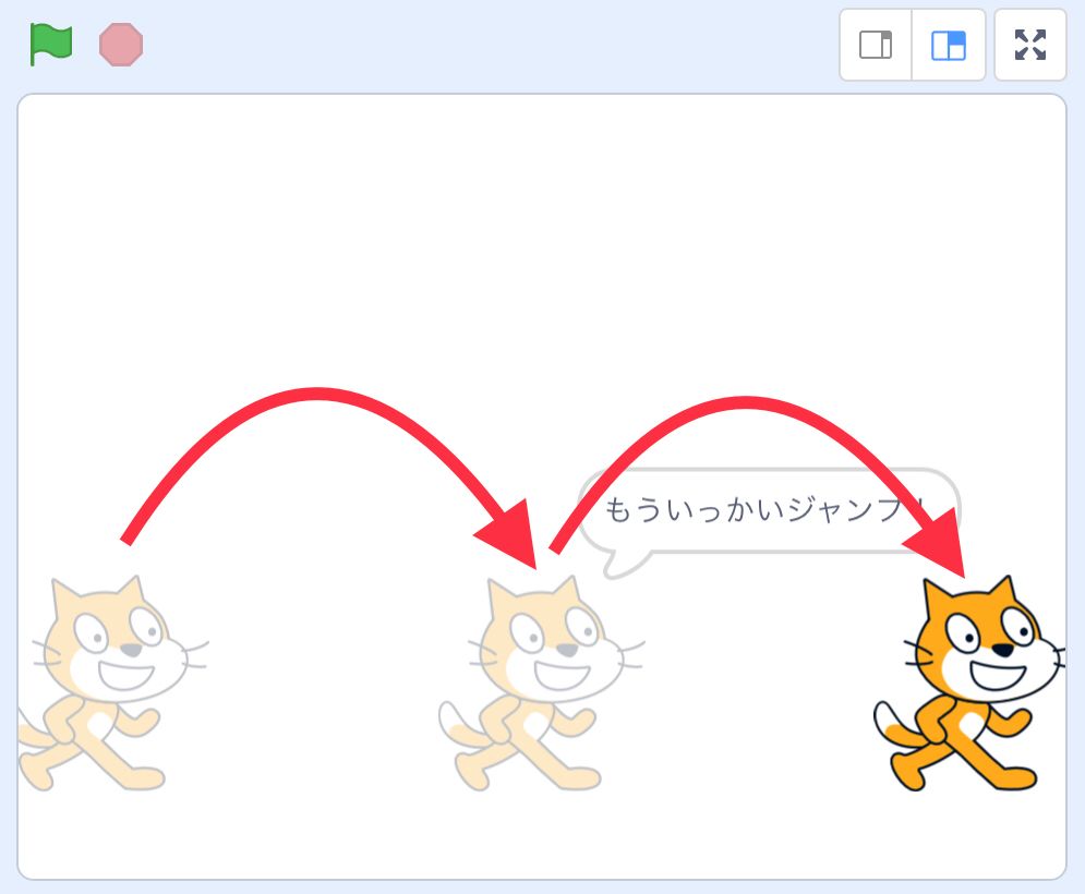 ネコが2回ジャンプする様子を表した画像