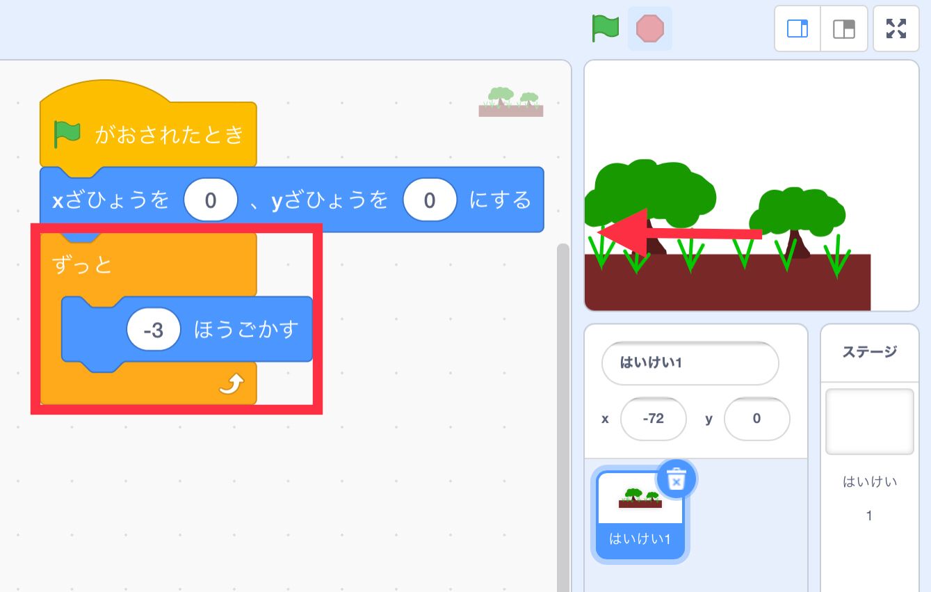 -3ほうごかすをずっとで囲んでつなげる