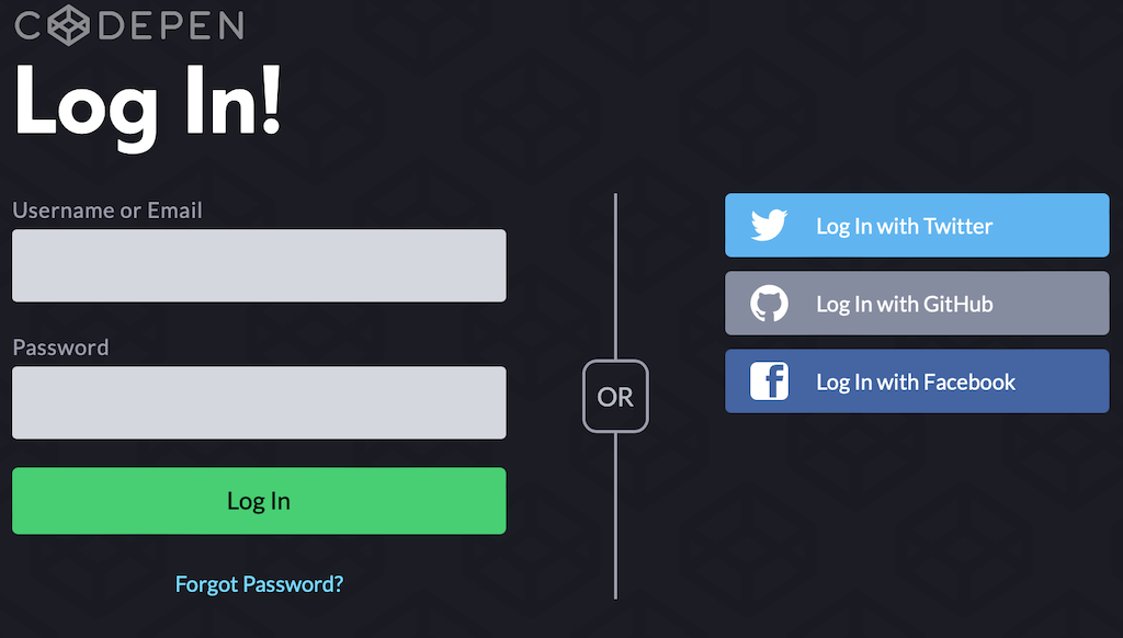 CodePen Login Page CodePen Login Page