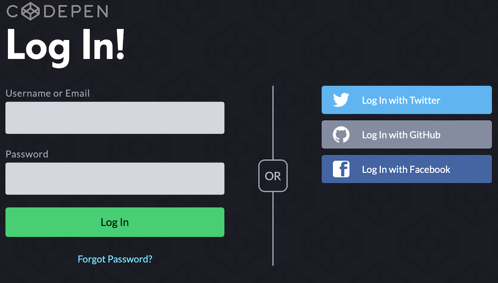 CodePen Login Page