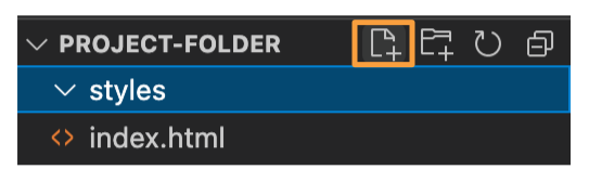 VS Code Styles Folder New File Button