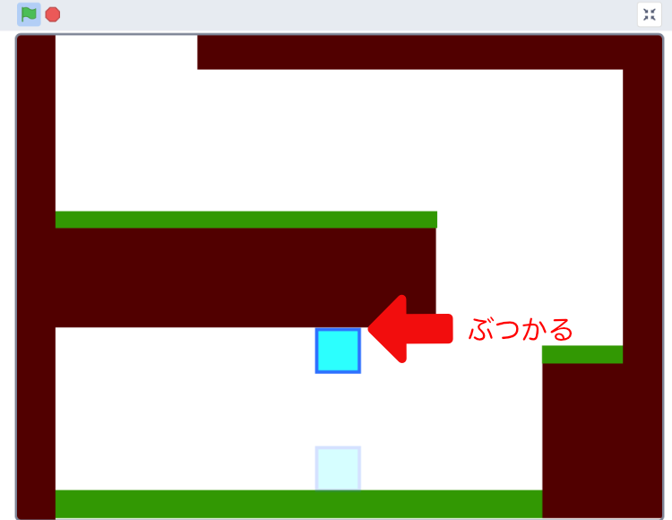 2022-04-04-スプライトがジャンプして障害物にぶつかっている様子