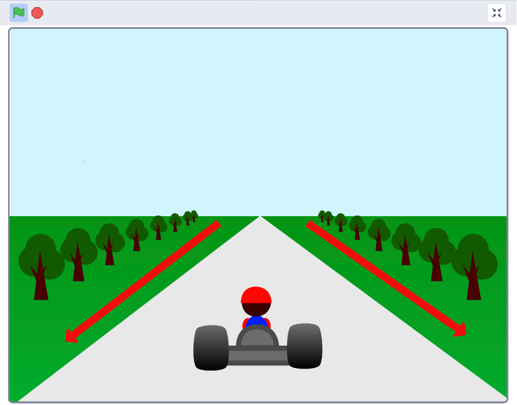 道路の両側に木がずらりと並んでいる様子