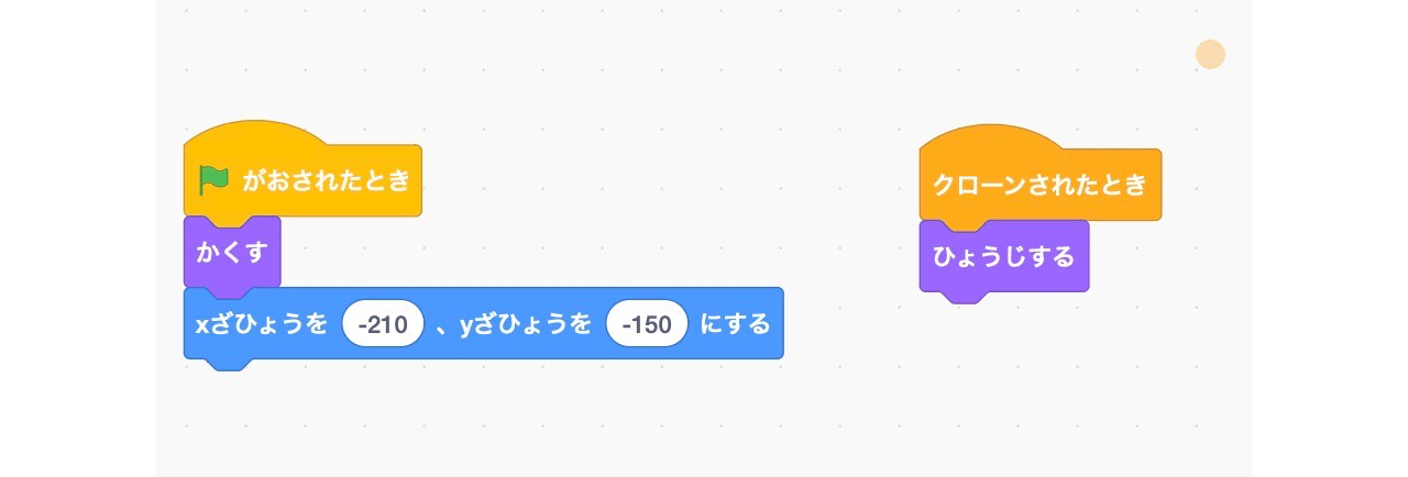 緑の旗が押されたときに隠して、クローンされたときに表示する