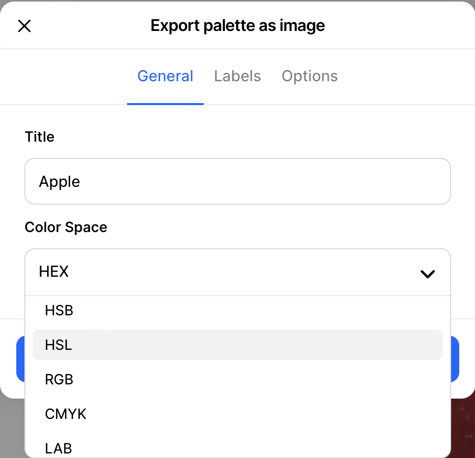 Select HSL Color Space
