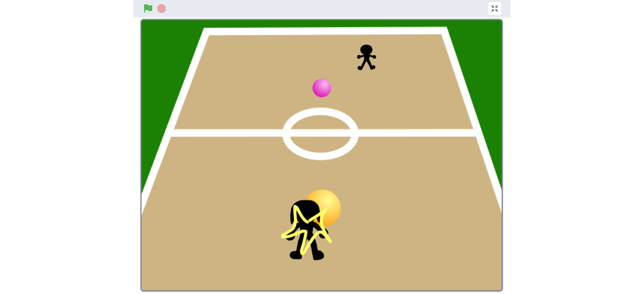 プレイヤーと対戦相手がボールを投げ合う