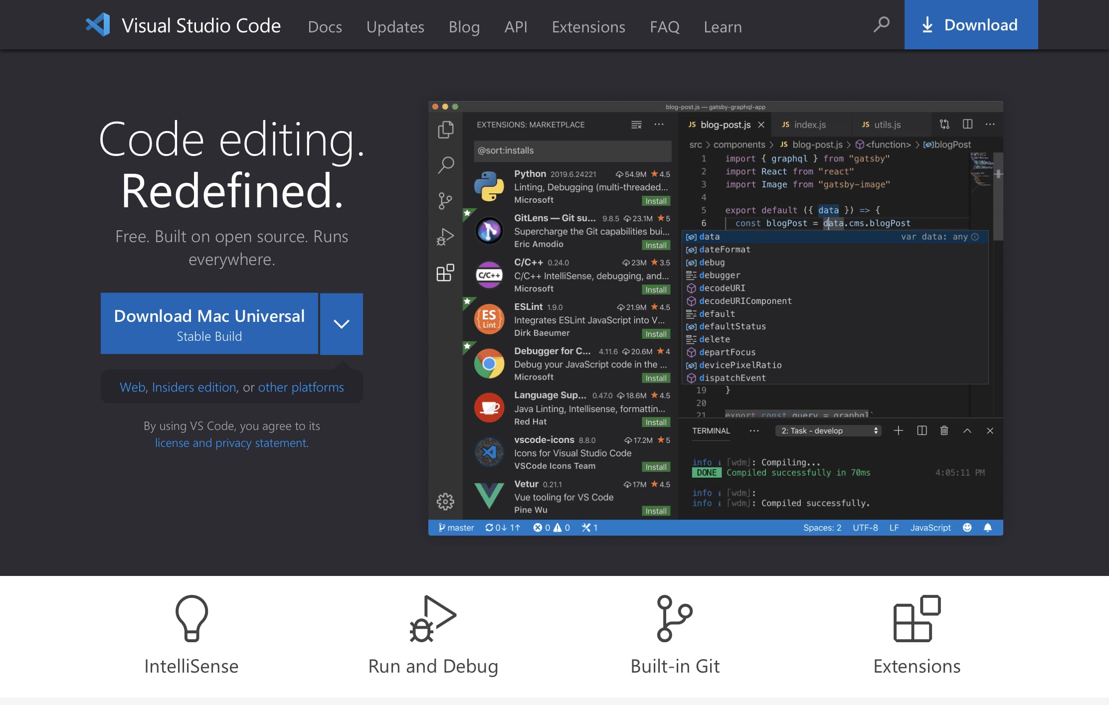 Visual Studio Code のウェブサイト