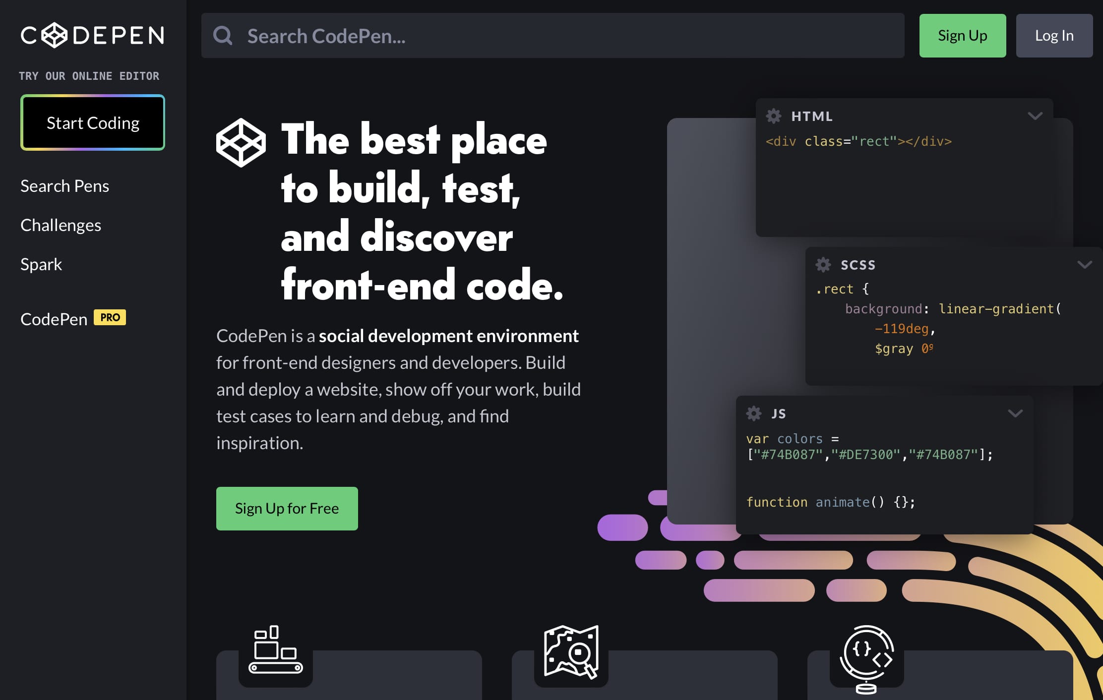 CodePen のウェブサイト