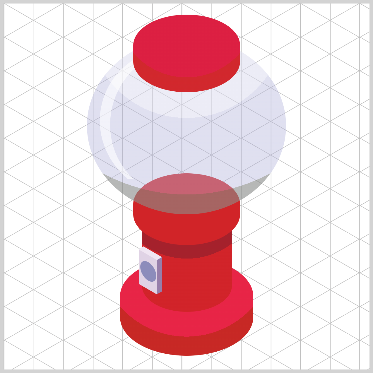 Isometric Gumball Machine - Preview with Grid
