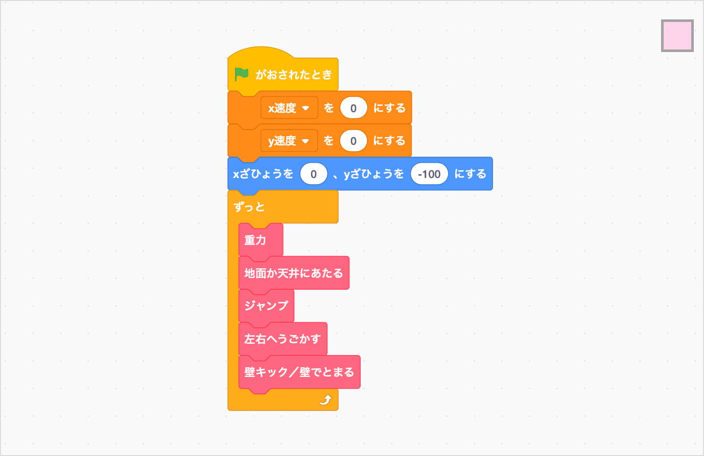 ていぎしたブロックすべてを「ずっと」のなかにいれる