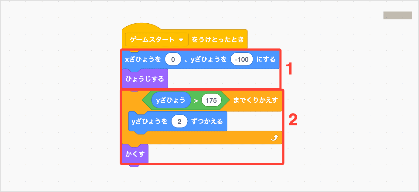 ステージのまんなかあたりから、うえへうごかす