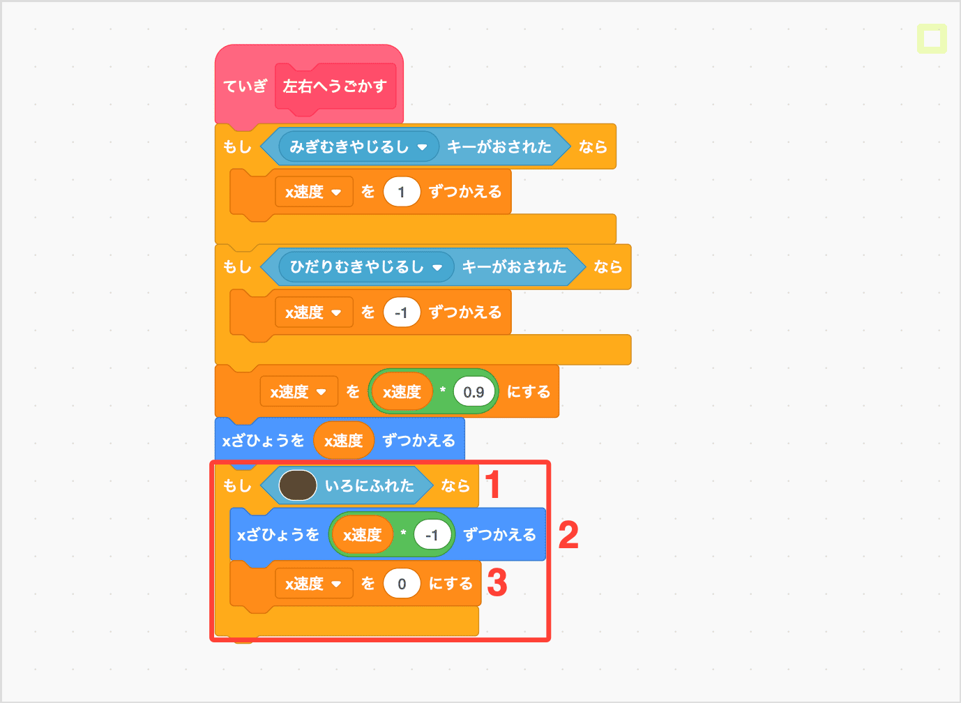 かべにあたったらはねかえる