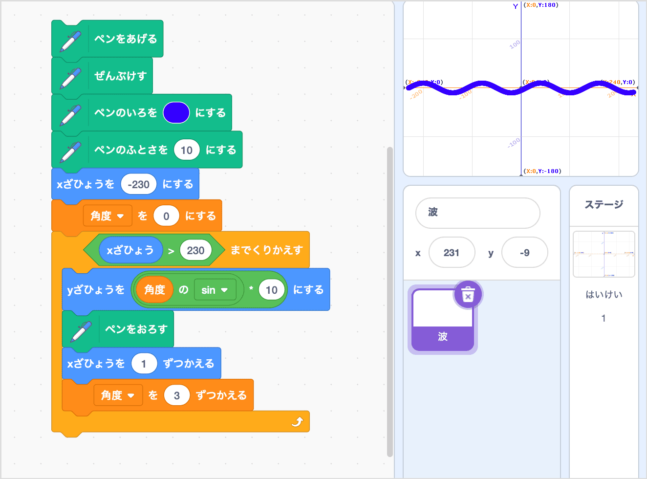 サインでつくるなみのかたち①