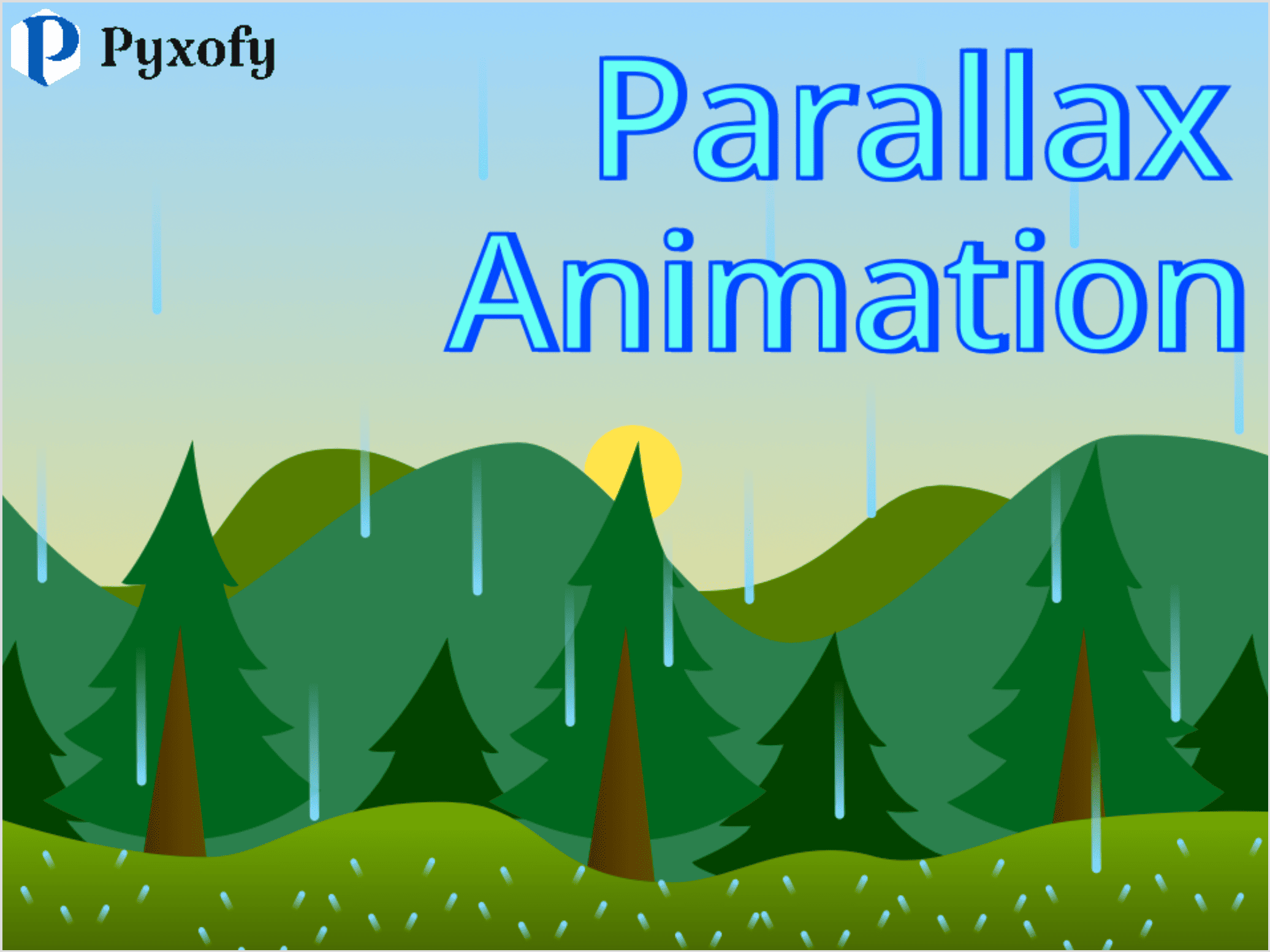 スクラッチプログラミング - 雨(あめ)のパララックスアニメーション