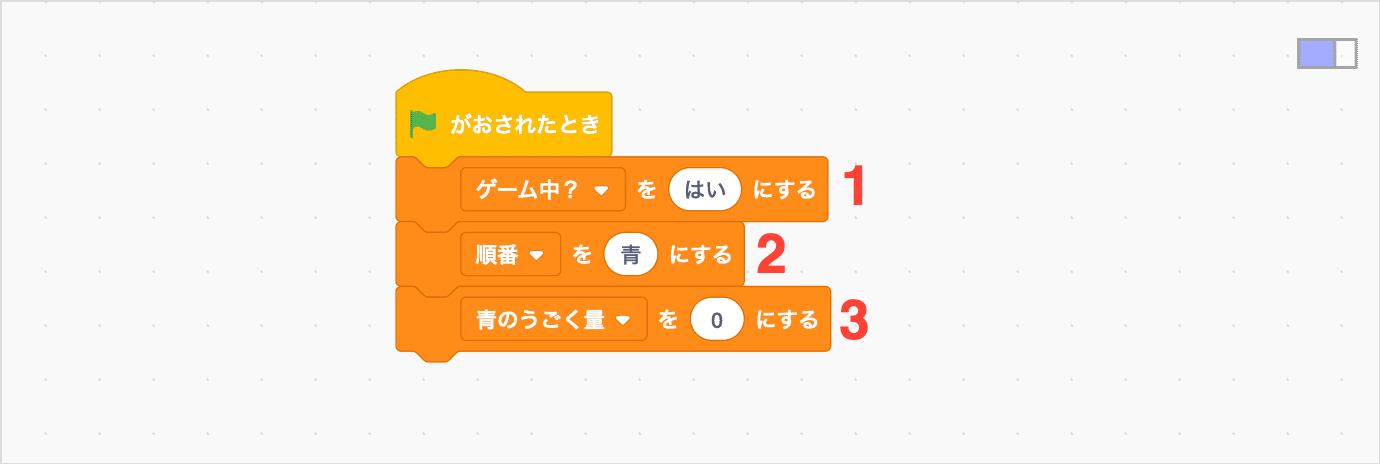 へんすうを３つつくって、しょきかする
